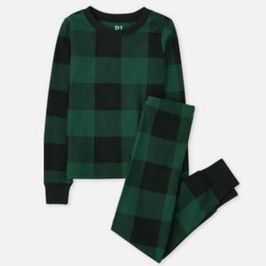 Men’s Matching Family Christmas Green and Black Plaid Pajama Set- shirt & pants
